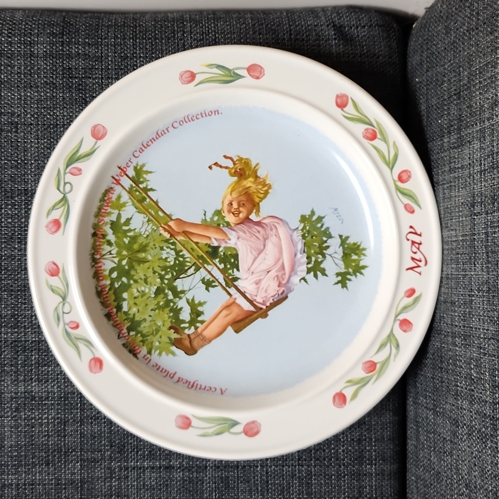 Sarah Stilwell Weber Calendar Series Plate May Gril On Swing 1986